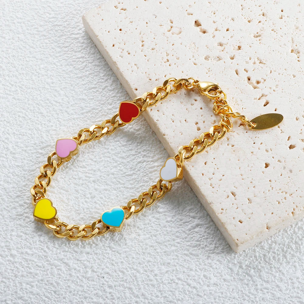 Love Grinding Chain Bracelet Colorful Thick Classic Jewelry