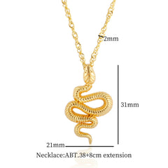 Texture Snake Pendant Necklace Stainless Steel Goth Chain Choker Metal Waterproof Jewelry - Guangzhou Mingshixuan Jewellery CO.,Ltd