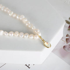 Natural Freshwater Pearl Necklace Moonlight Stone Clavicle Pendant