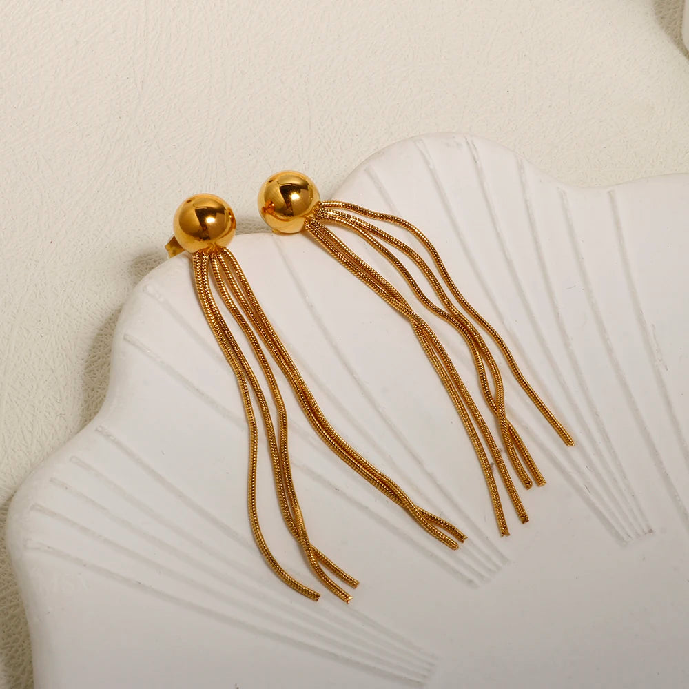 Round Bead Long Tassels Earrings Mini Exquisite Retro Jewelry - Guangzhou Mingshixuan Jewellery CO.,Ltd