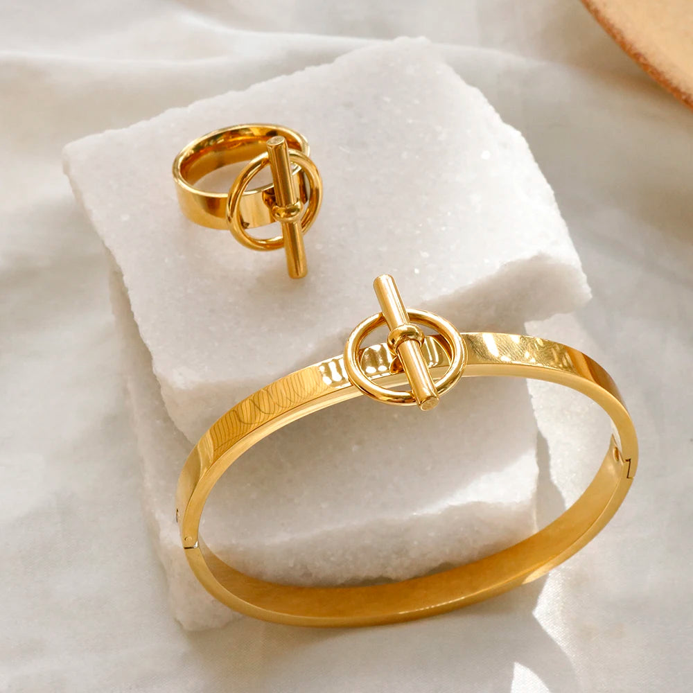 Waterproof and Colorfast Jewelry Set for Women Bangles Round OT Charm Ring - Guangzhou Mingshixuan Jewellery CO.,Ltd