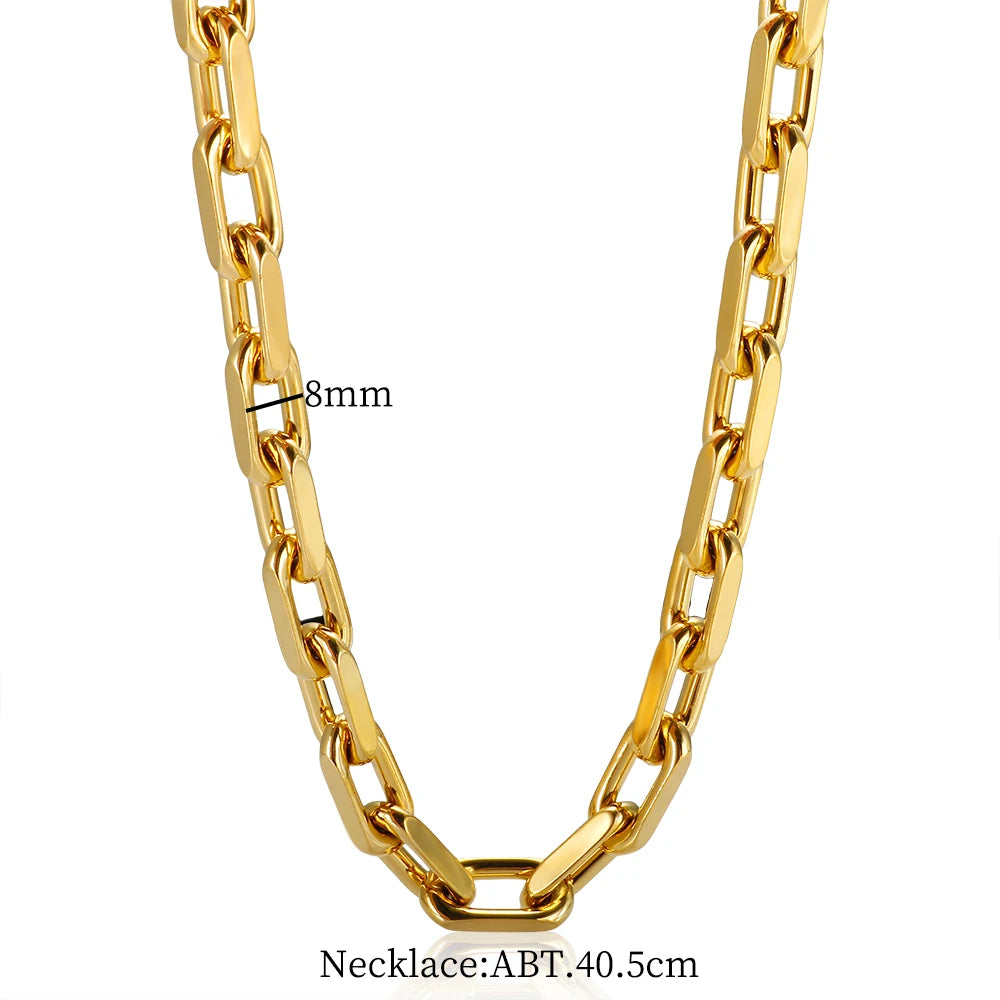 Square Double Layer Stitching Necklace Bracelet Set 18 K Gold Plated Texture Jewelry - Guangzhou Mingshixuan Jewellery CO.,Ltd