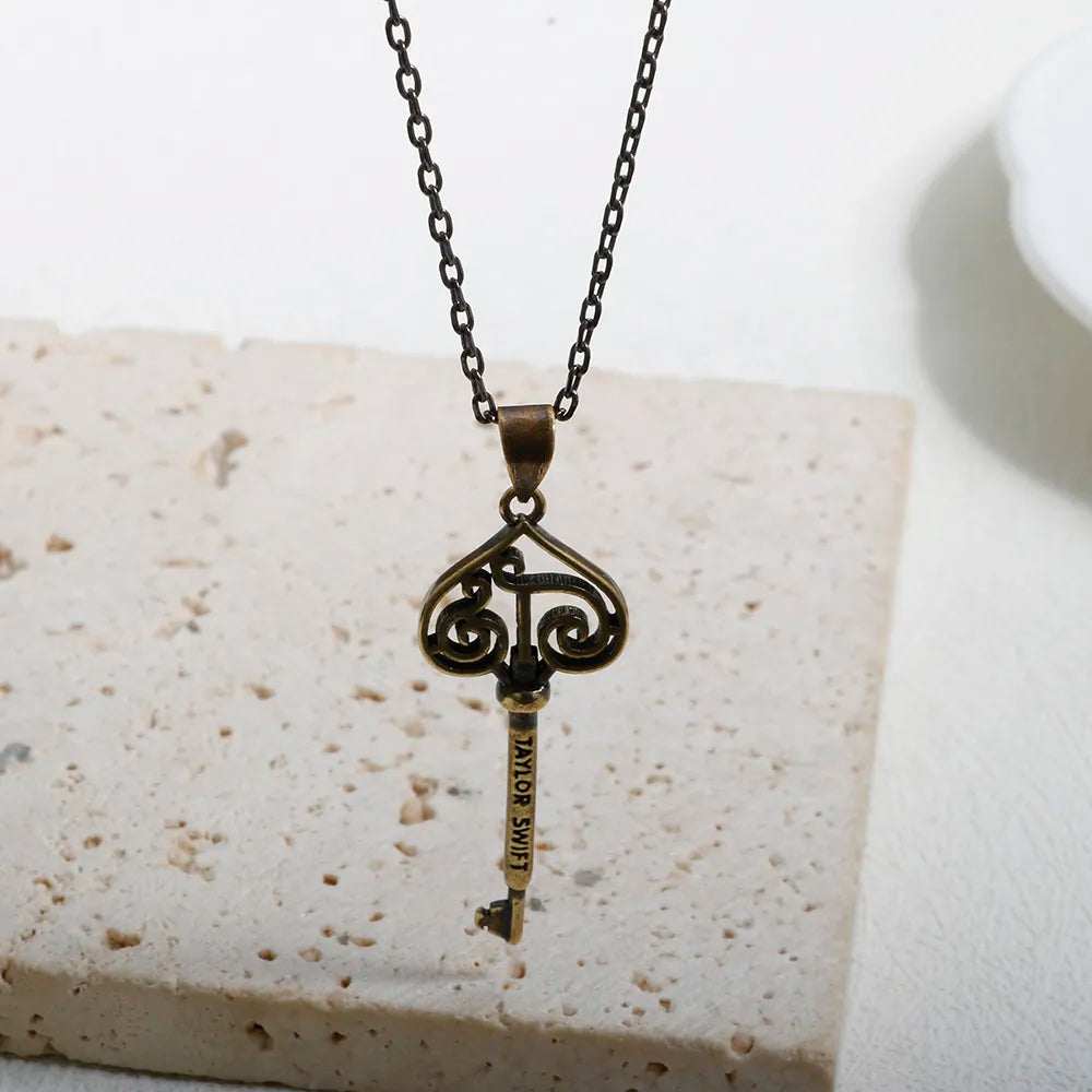 Vintage Love Fearless Key Pendant Necklace Heart Charm Chain Jewelry Gift - Guangzhou Mingshixuan Jewellery CO.,Ltd