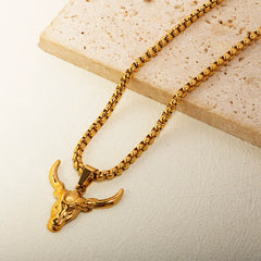 Gothic Hip Hop Gold Color Bullhead Pendant Necklace Earring - Guangzhou Mingshixuan Jewellery CO.,Ltd