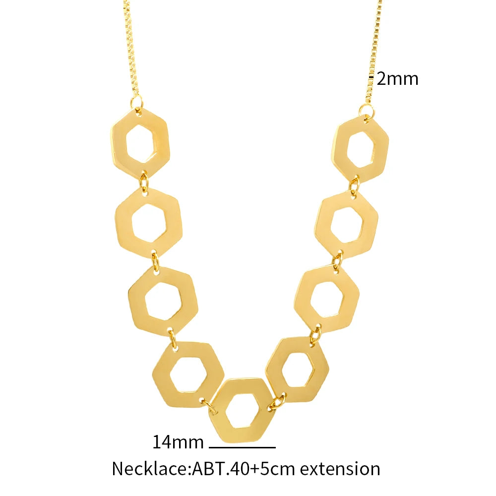 Hollow Hexagonal Series Pendant Classic Fine Chain Necklace Charming Jewelry