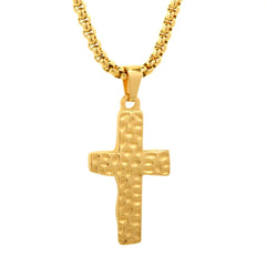 Classic Cross Pendant Necklace Fashion Stainless Steel Bead Chain Necklace Jewelry