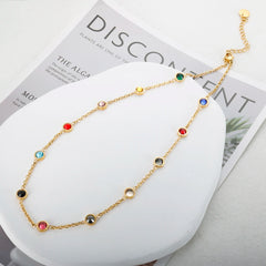 Colorful Cubic Zirconia Chain Necklace Trendy 12 Birthstone Crystal Collar Necklace Jewelry - Guangzhou Mingshixuan Jewellery CO.,Ltd