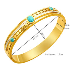 Trendy Bracelet Irregular Round Turquoise Crystal Bangle Waterproof Stainless Steel Gold Color Jewelry - Guangzhou Mingshixuan Jewellery CO.,Ltd