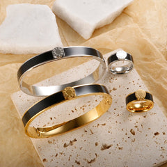 Stainless Steel Enamel Bangle Ring Set for Women Round Roman Numerals Bracelet Ring - Guangzhou Mingshixuan Jewellery CO.,Ltd