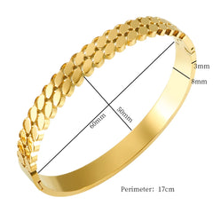 Ripple Droplet Shape Bangles Gold Color Texture Bracelets Female Jewelry