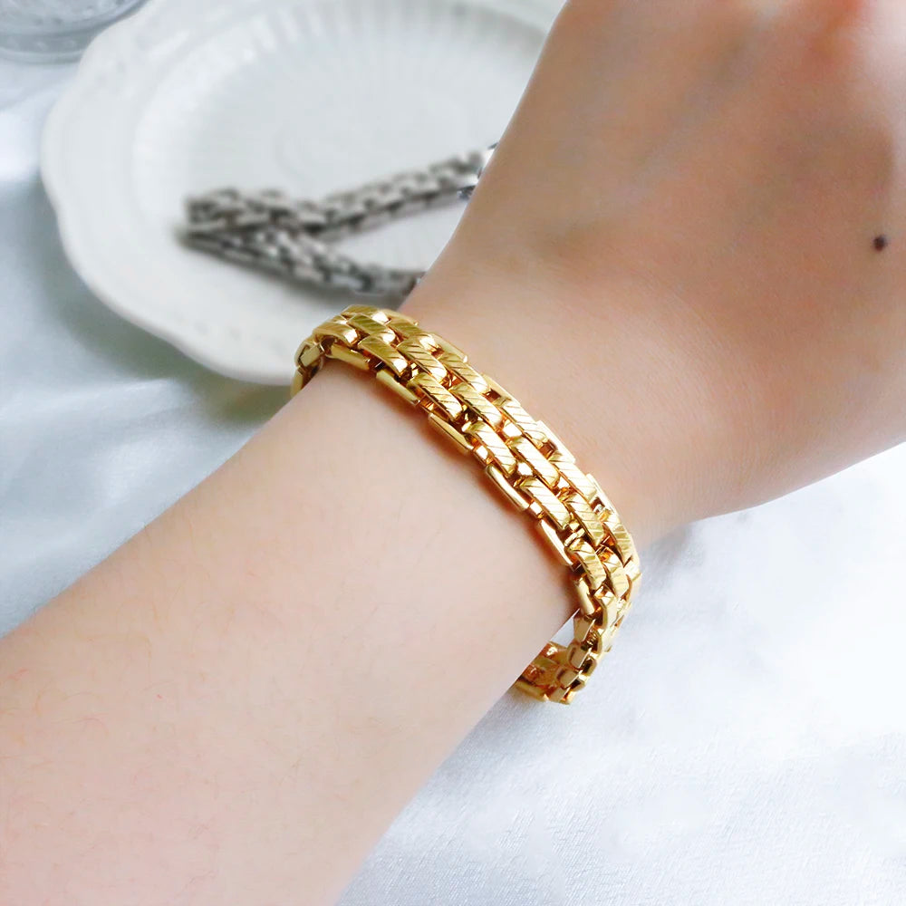 Thick Chunky Heavy Bracelet Punk Texture Link Chains Bracelets Jewelry - Guangzhou Mingshixuan Jewellery CO.,Ltd