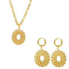 Round Woven Hollow out Pendant Figaro Chain Earrings Necklace - Guangzhou Mingshixuan Jewellery CO.,Ltd