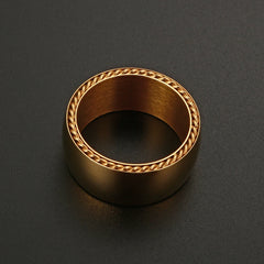 10mm Thick Stainless Steel Ring For Men Women Finger Jewelry Accessories Couple Ring Unique Texture Gold Color - Guangzhou Mingshixuan Jewellery CO.,Ltd