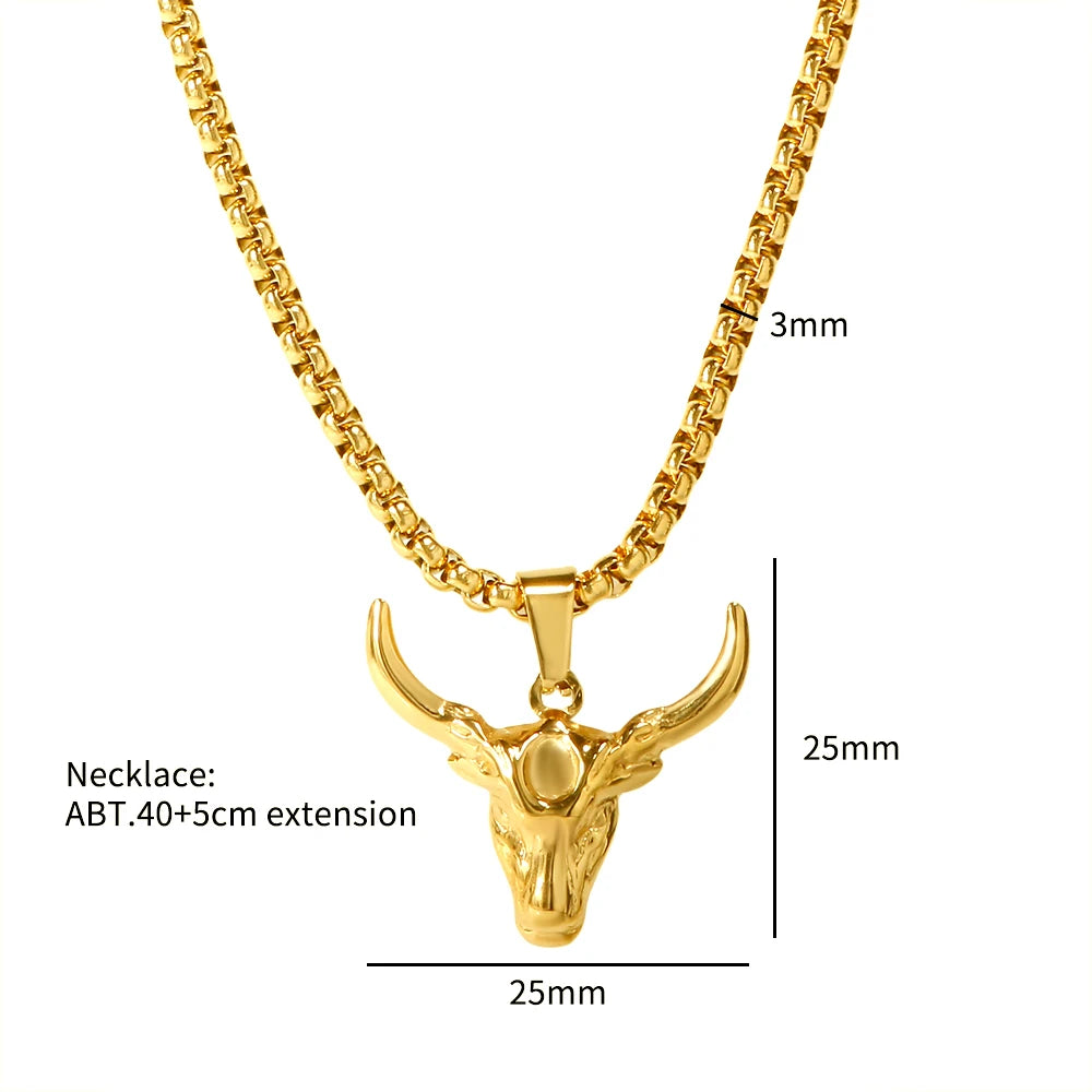 Gothic Hip Hop Gold Color Bullhead Pendant Necklace Earring - Guangzhou Mingshixuan Jewellery CO.,Ltd