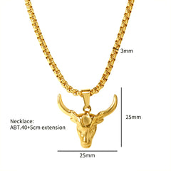 Gothic Hip Hop Gold Color Bullhead Pendant Necklace Earring - Guangzhou Mingshixuan Jewellery CO.,Ltd