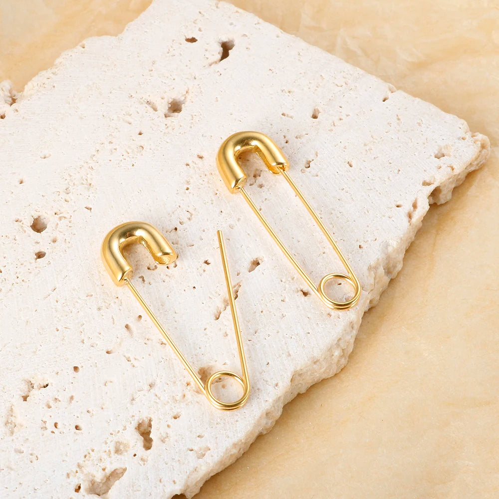 Minimalist Metal Hoop Earrings Punk Pin Paperclip Safety Stud Earrings - Guangzhou Mingshixuan Jewellery CO.,Ltd