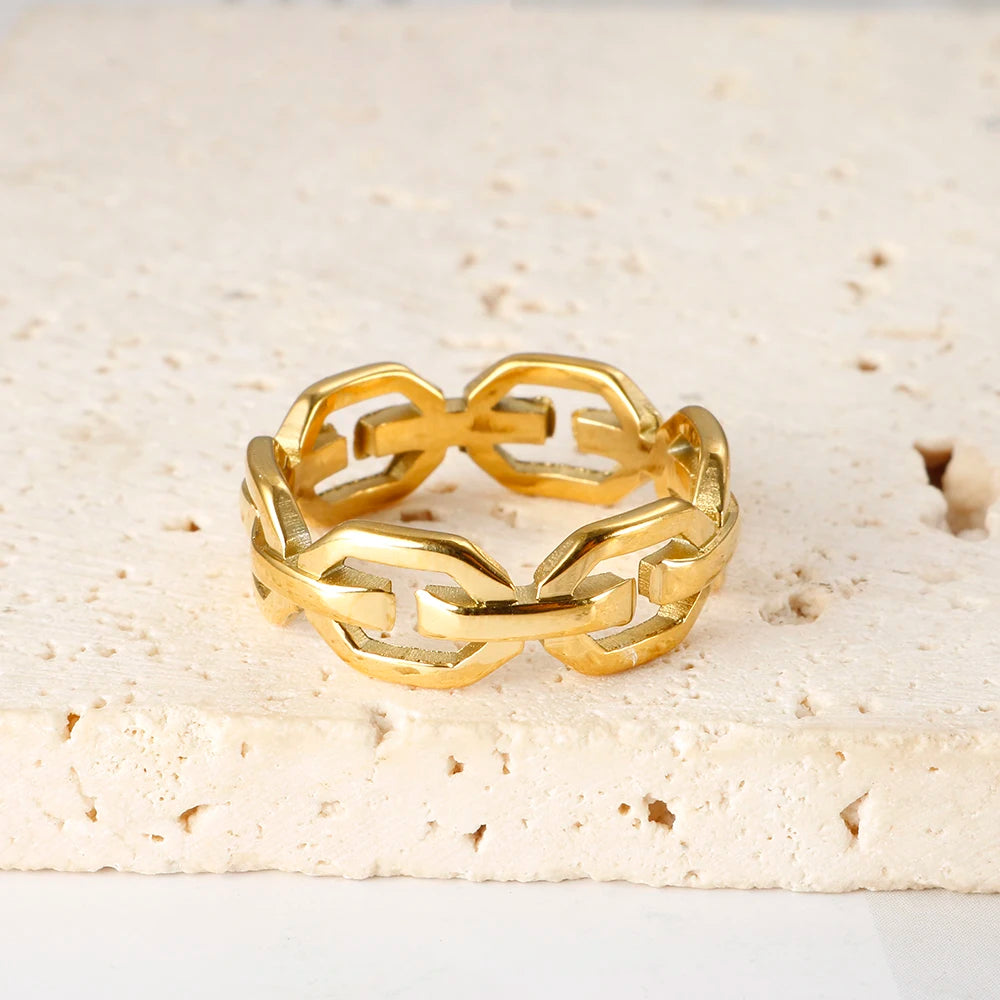 Coarse Chain Link Hollow Ring Texture Accessories Exquisite Jewelry - Guangzhou Mingshixuan Jewellery CO.,Ltd