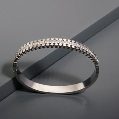 Stereoscopic Zircon Inlaid Bracelet Luxury Double Row Round Nail Design Bracelet