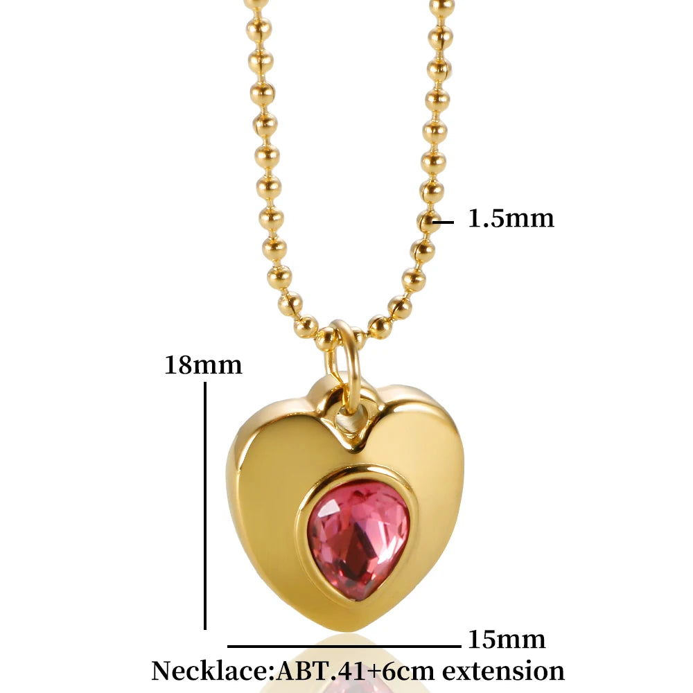 Heart Pendant Necklace Romantic Cubic Zirconia Chic Thick Love Heart Choker Jewelry