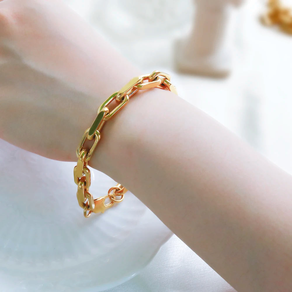 Square Double Layer Stitching Necklace Bracelet Set 18 K Gold Plated Texture Jewelry - Guangzhou Mingshixuan Jewellery CO.,Ltd