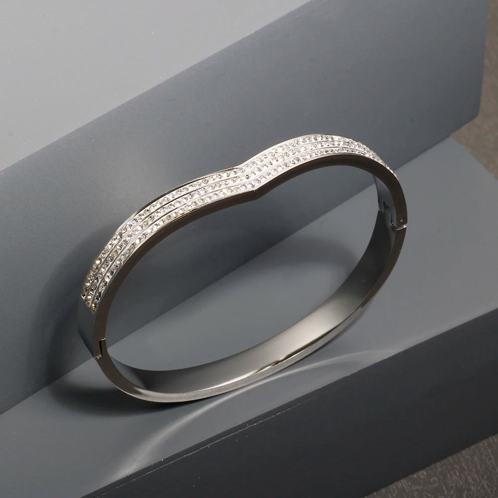 Natural Stone Inlaid V-shaped Bracelet Luxury Zircon Bracelet Jewelry - Guangzhou Mingshixuan Jewellery CO.,Ltd