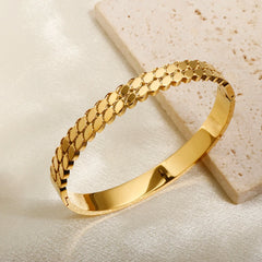 Ripple Droplet Shape Bangles Gold Color Texture Bracelets Female Jewelry