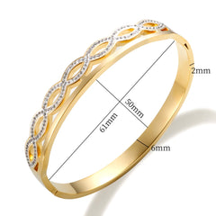 Zircon Infinity Bangle Gold Plated Hollow Cross Luxury Crystals Bracelets Fine Jewelry