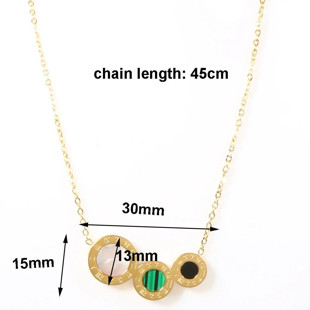 Roman Numeral Jewelry Sets Malachite Black/White Stud Earring & Necklace & Ring - Guangzhou Mingshixuan Jewellery CO.,Ltd