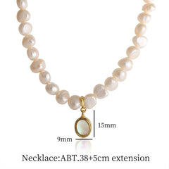 Natural Freshwater Pearl Necklace Moonlight Stone Clavicle Pendant