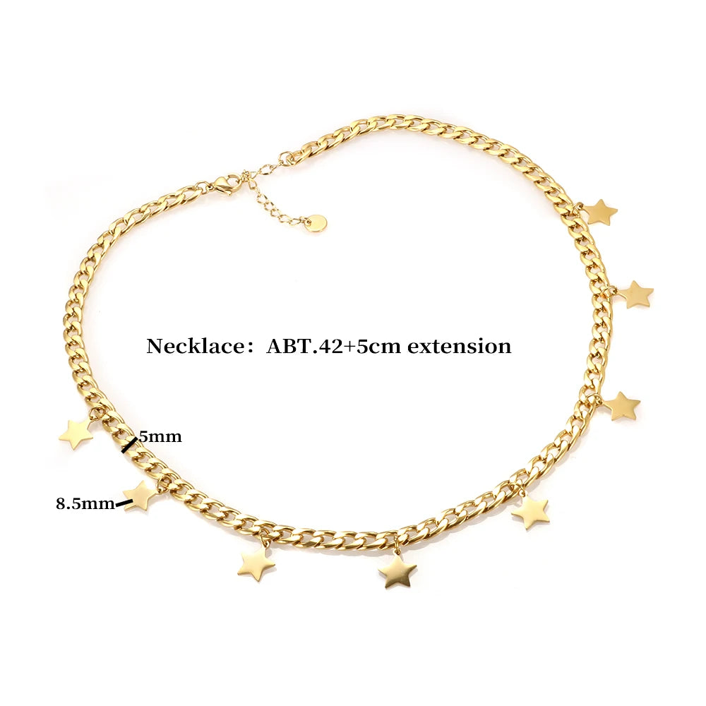 Star Pendant Choker Necklace Gold Plated Star Charm Bracelet Jewelry Set - Guangzhou Mingshixuan Jewellery CO.,Ltd