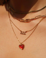 Carnelian Stone Heart Necklace