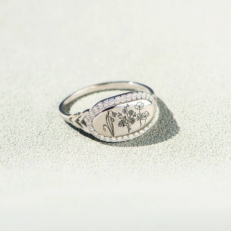 You Belong Among The Wildflowers Sterling Silver Birth Flower Ring - Melcharm