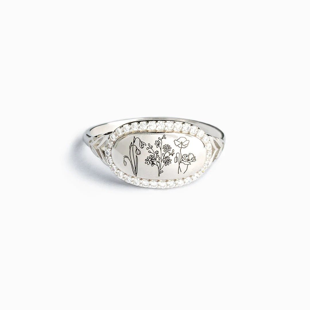 You Belong Among The Wildflowers Sterling Silver Birth Flower Ring - Melcharm