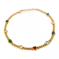 Cubic Zirconia Colorful Love Heart Pendant Necklace - Guangzhou Mingshixuan Jewellery CO.,Ltd