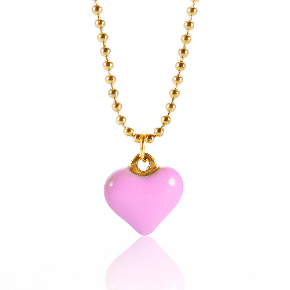 Candy Color Drip Glaze Enamel Resin Love Heart Pendant Necklace - Guangzhou Mingshixuan Jewellery CO.,Ltd