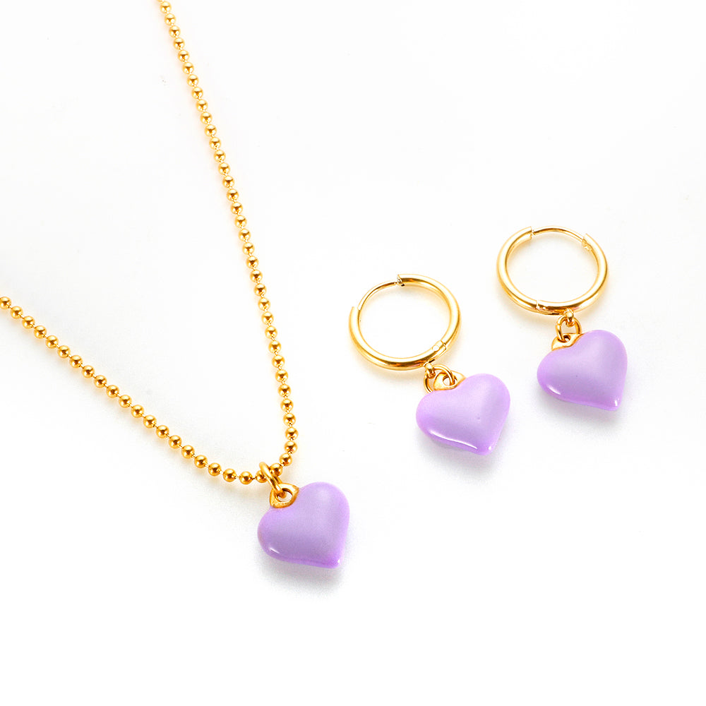 Candy Color Drip Glaze Enamel Resin Love Heart Pendant Necklace - Guangzhou Mingshixuan Jewellery CO.,Ltd