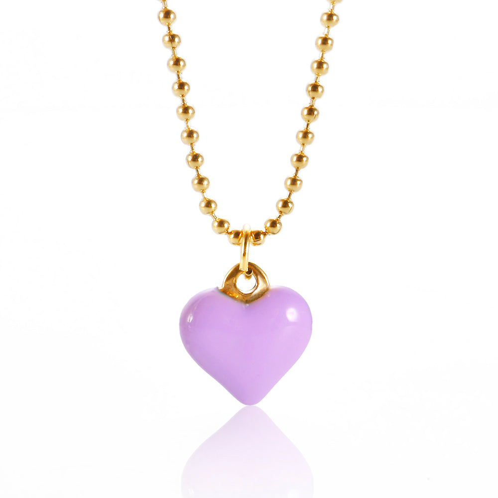 Candy Color Drip Glaze Enamel Resin Love Heart Pendant Necklace - Guangzhou Mingshixuan Jewellery CO.,Ltd
