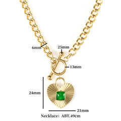 OT Buckle Luxury Green Agate Stone Love Heart Pendant Necklace - Guangzhou Mingshixuan Jewellery CO.,Ltd