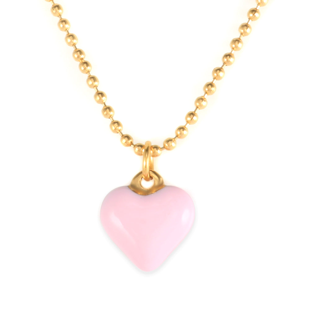Colorful Enamel Heart Pendant Bead Chain Necklace - Guangzhou Mingshixuan Jewellery CO.,Ltd