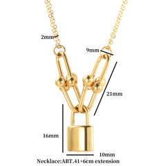 U Shape Gold Chain Lock Charm Pendant Necklace - Guangzhou Mingshixuan Jewellery CO.,Ltd