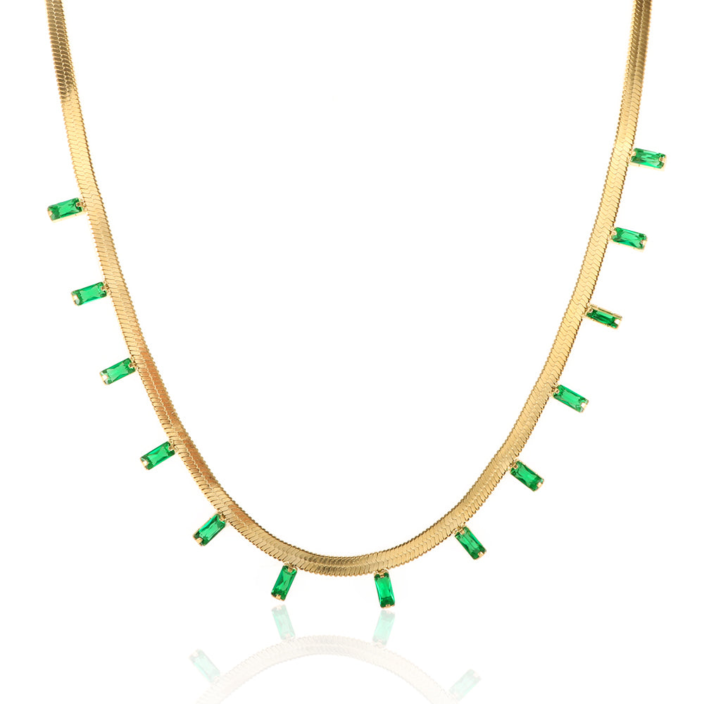 White Green Zircon Snake Chain Necklace - Guangzhou Mingshixuan Jewellery CO.,Ltd