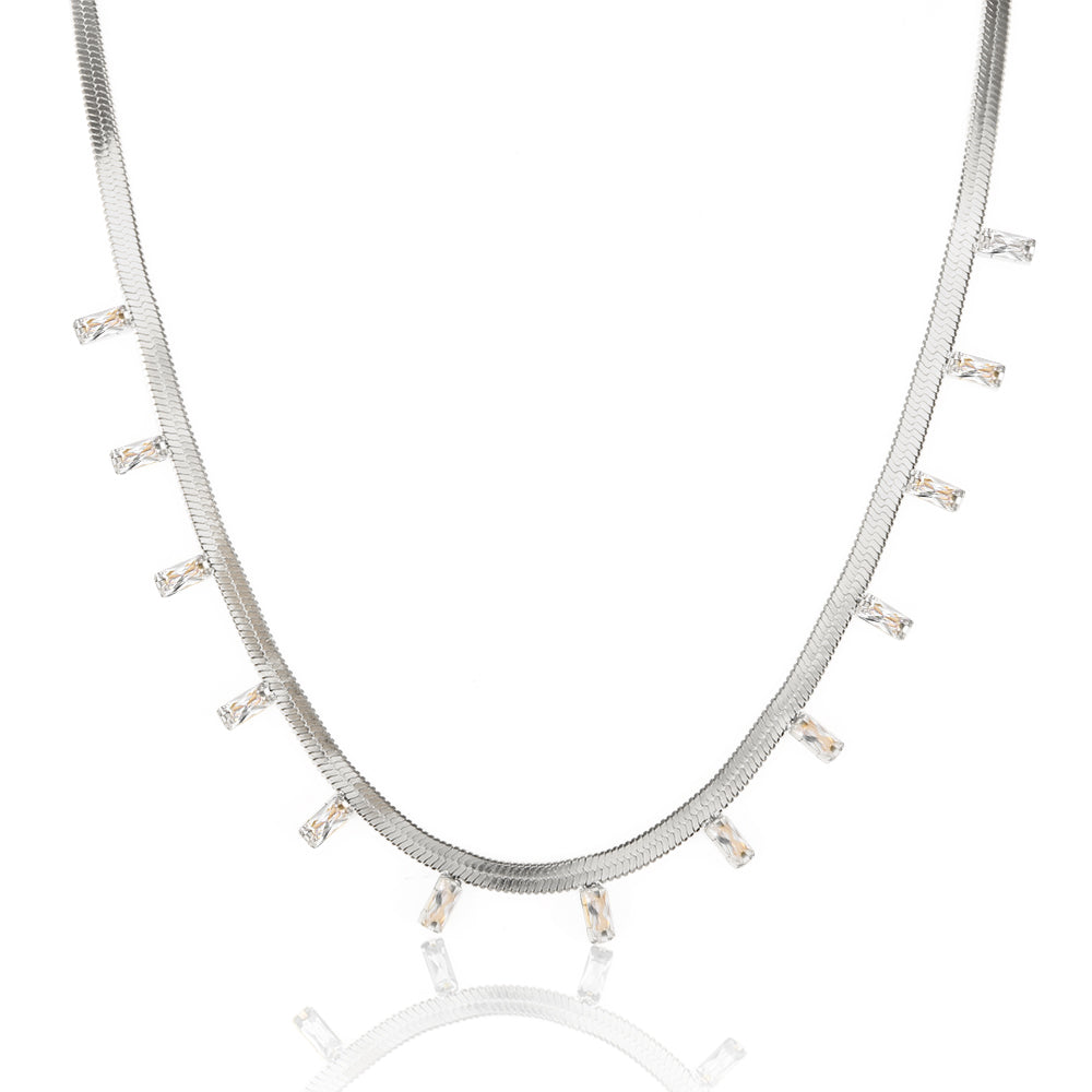 White Green Zircon Snake Chain Necklace - Guangzhou Mingshixuan Jewellery CO.,Ltd