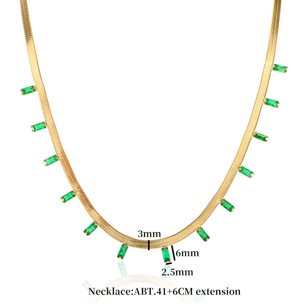 White Green Zircon Snake Chain Necklace - Guangzhou Mingshixuan Jewellery CO.,Ltd