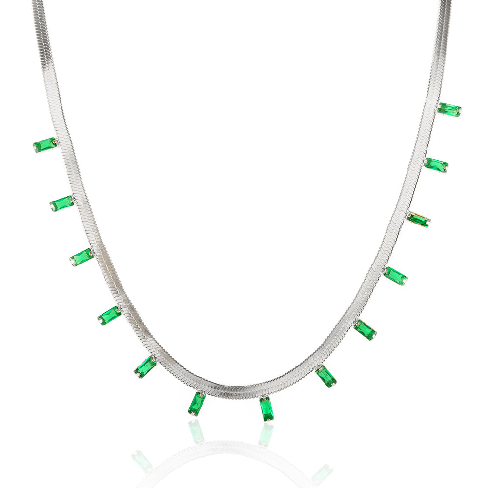 White Green Zircon Snake Chain Necklace - Guangzhou Mingshixuan Jewellery CO.,Ltd