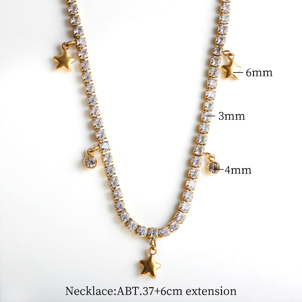 Shinny Cubic Zirconia Pentagram Charm Choker Necklace - Guangzhou Mingshixuan Jewellery CO.,Ltd