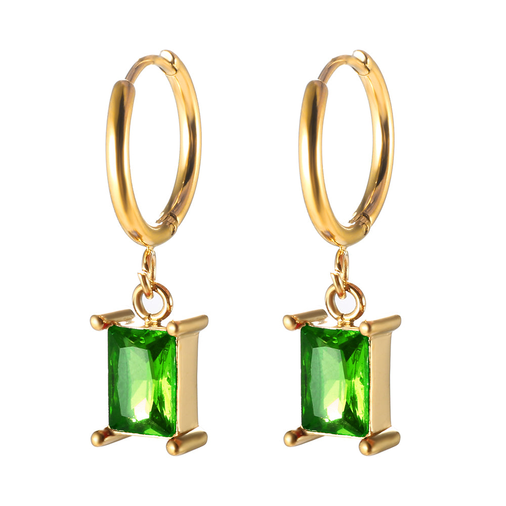 Cubic Zirconia Pendant Necklace Square Zircon Hoop Earrings - Guangzhou Mingshixuan Jewellery CO.,Ltd