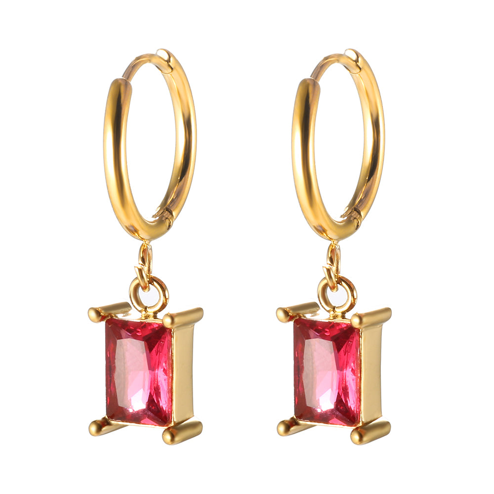 Cubic Zirconia Pendant Necklace Square Zircon Hoop Earrings - Guangzhou Mingshixuan Jewellery CO.,Ltd