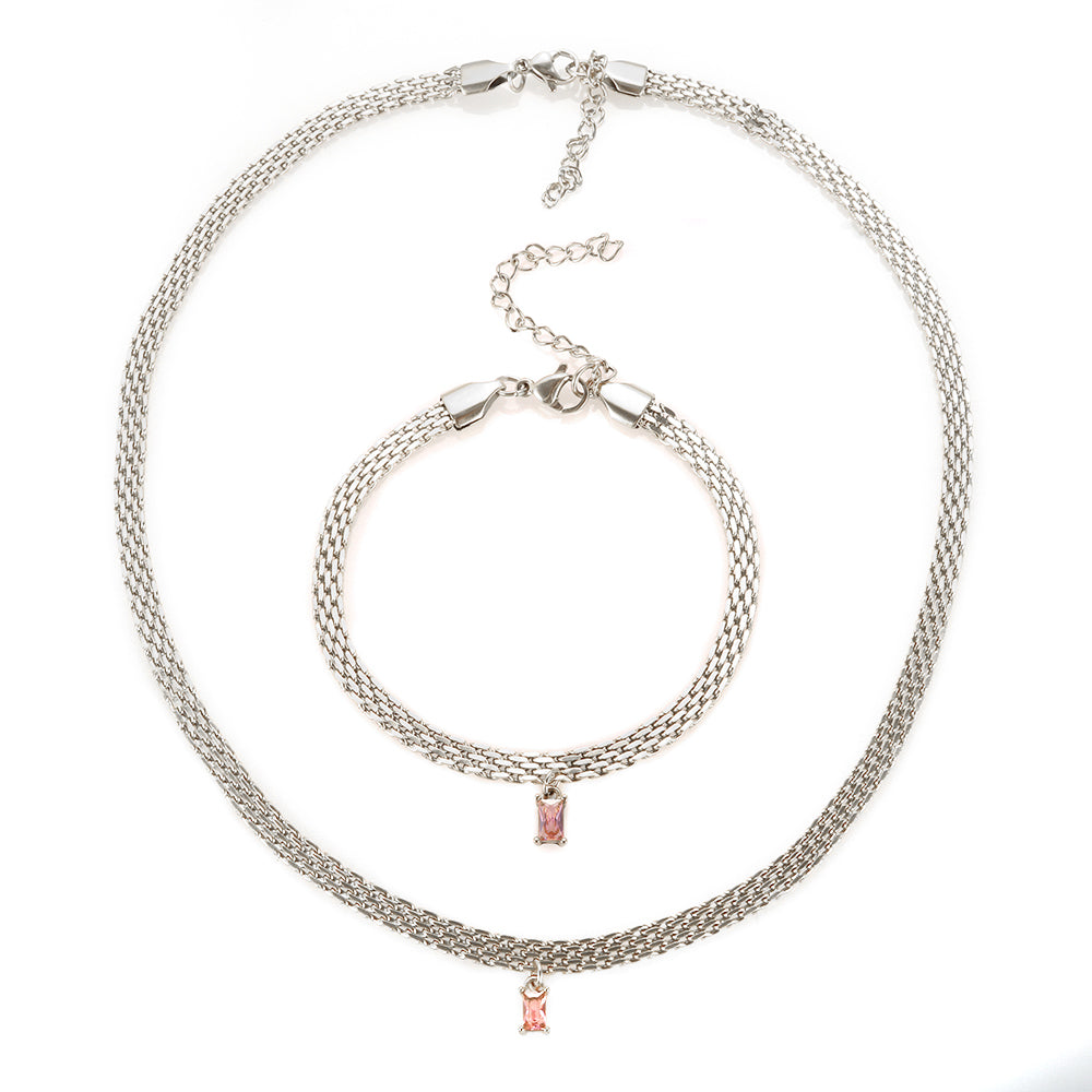 Colorful Rectangle Zircon Choker Necklace - Guangzhou Mingshixuan Jewellery CO.,Ltd