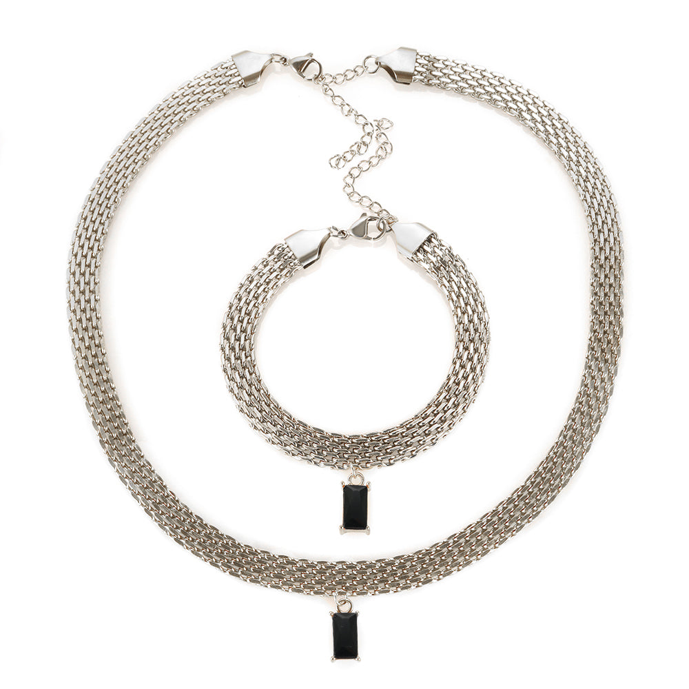 Colorful Rectangle Zircon Choker Necklace - Guangzhou Mingshixuan Jewellery CO.,Ltd