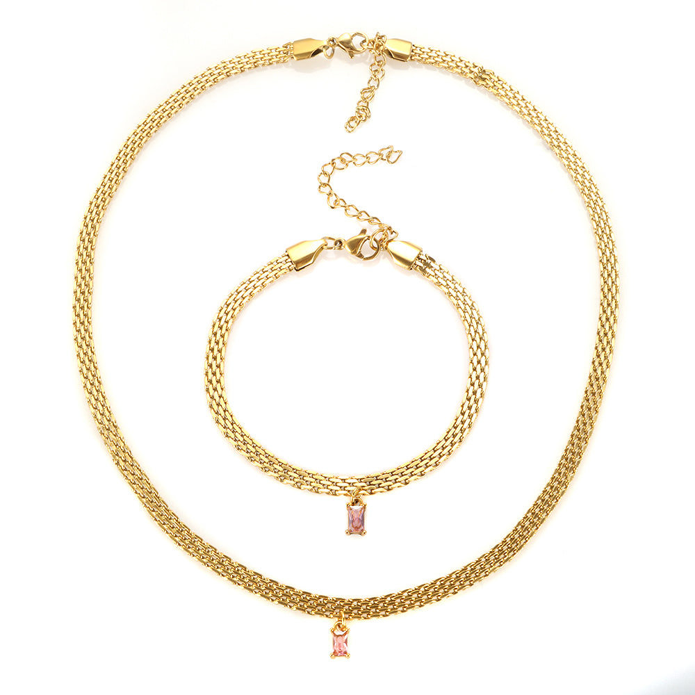 Colorful Rectangle Zircon Choker Necklace - Guangzhou Mingshixuan Jewellery CO.,Ltd